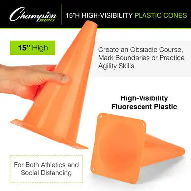 Champion Sports Tc High-visibility Plastic Cone - Set - 9’’ H, of Six