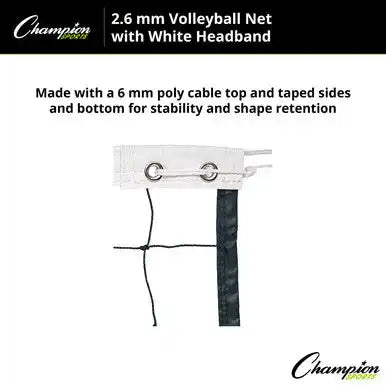 Champion Sports Vn20 2.6 Mm Volleyball Net Vn20 - Ea