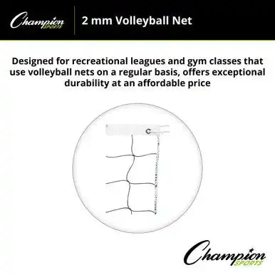 Champion Sports Vn3 2 Mm Nylon Volleyball Net Vn3 - Ea