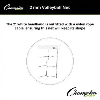 Champion Sports Vn3 2 Mm Nylon Volleyball Net Vn3 - Ea
