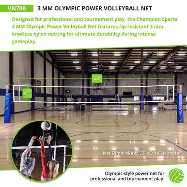 Champion Sports Vn700 3 Mm Olympic Power Volleyball Net Vn700 - Ea