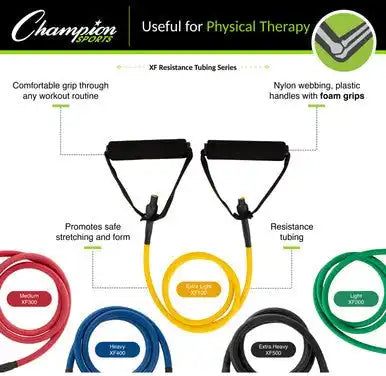 Champion Sports Xf Resistance Tubing with Foam Handle - Ea