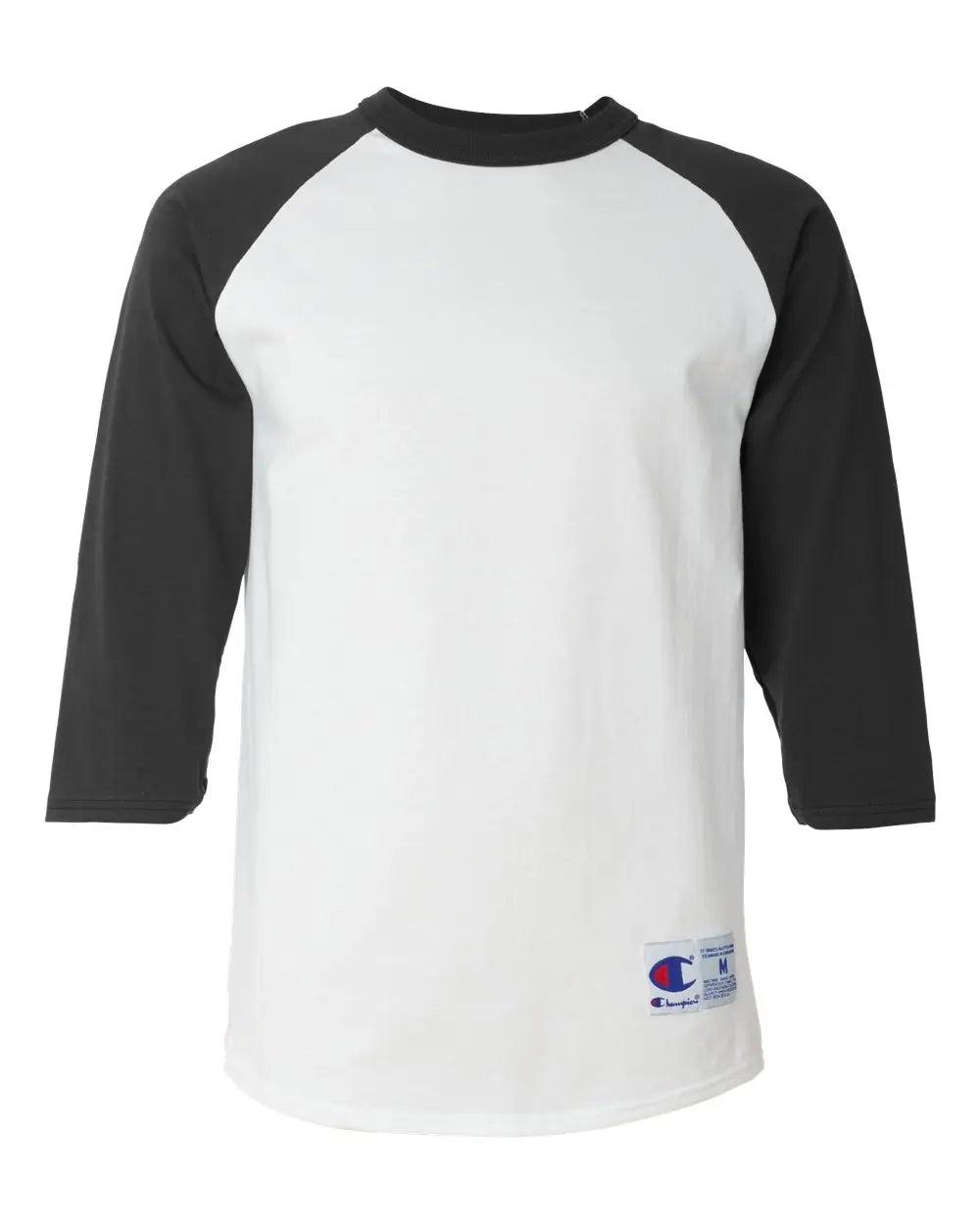 Champion T137 Raglan Sleeve Baseball T-shirt - White Black - s