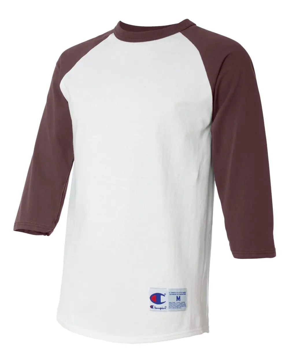 Champion T137 Raglan Sleeve Baseball T-shirt - White Maroon