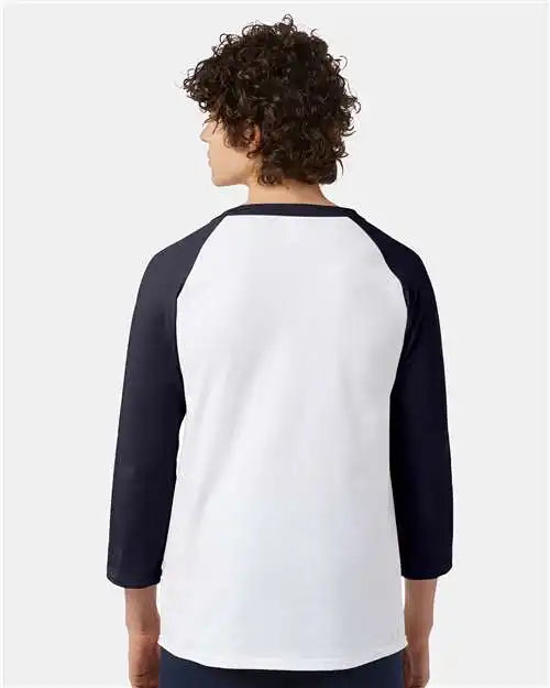 Champion T137 Raglan Sleeve Baseball T-shirt - White Navy