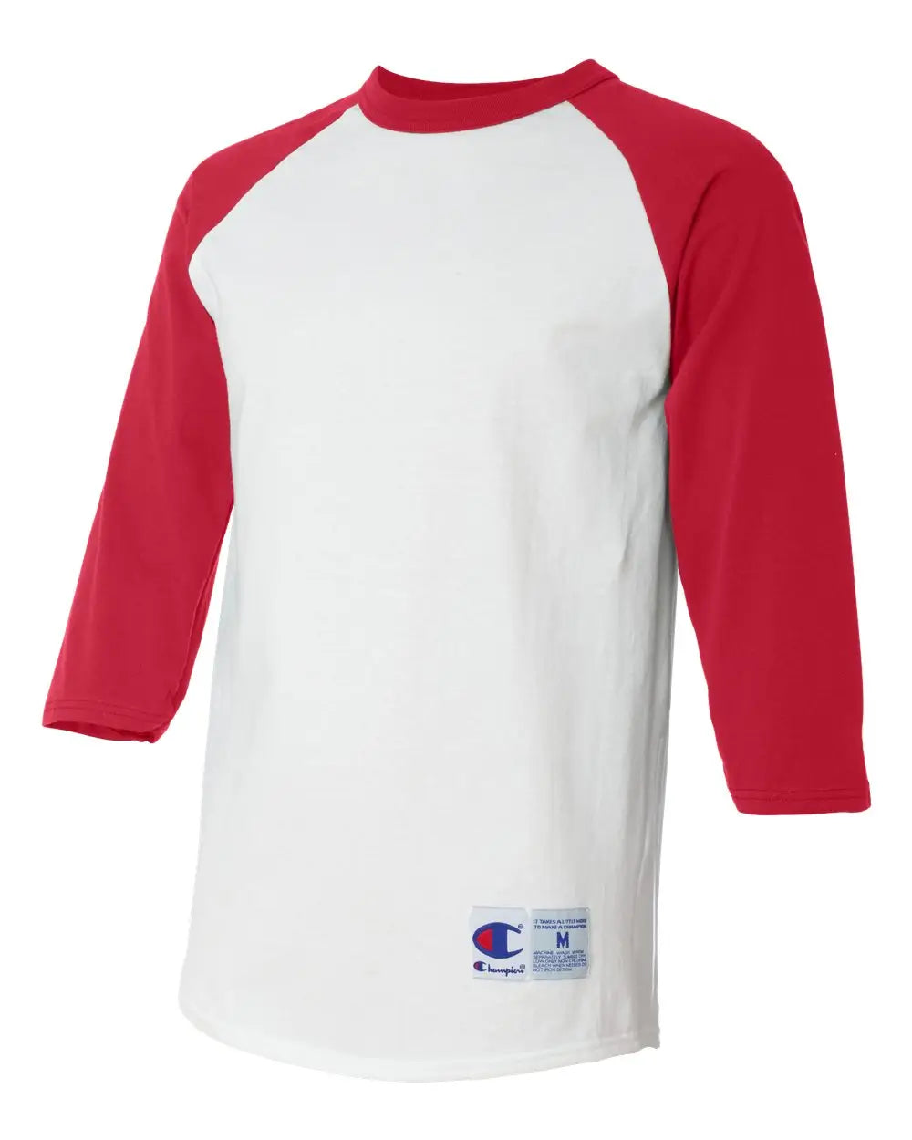 Champion T137 Raglan Sleeve Baseball T-shirt - White Scarlet - Red / s