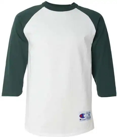 Champion T137 Three-quarter Raglan Sleeve Baseball T-shirt - White Dark Green