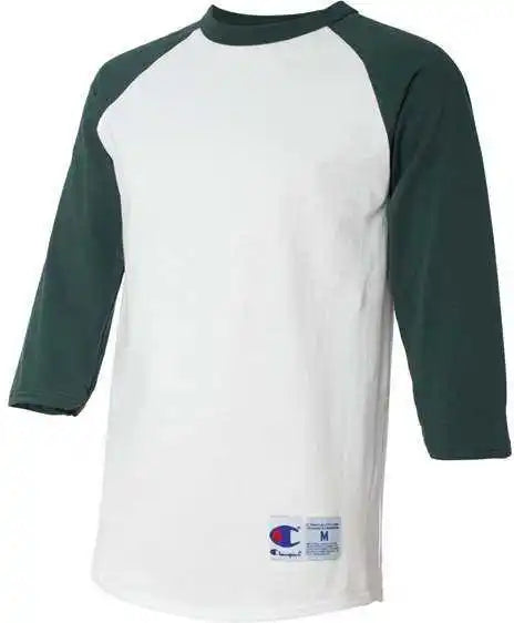 Champion T137 Three-quarter Raglan Sleeve Baseball T-shirt - White Dark Green