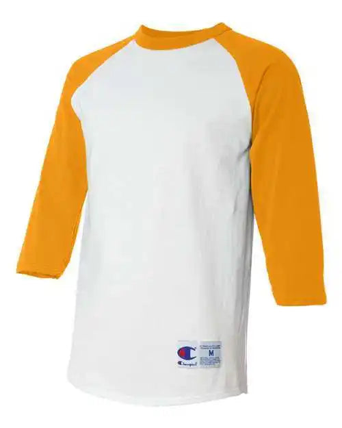 Champion T137 Three-quarter Raglan Sleeve Baseball T-shirt - White Gold