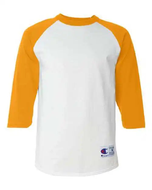 Champion T137 Three-quarter Raglan Sleeve Baseball T-shirt - White Gold