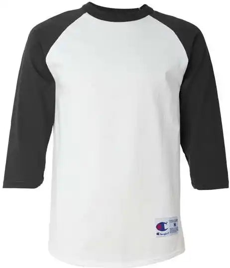 Champion T137 Three-quarter Raglan Sleeve Baseball T-shirt - White Black