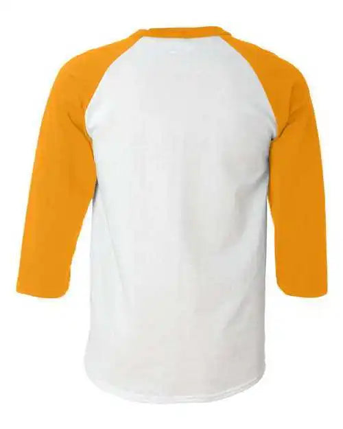 Champion T137 Three Quarter Raglan Sleeve Baseball t Shirt White Gold