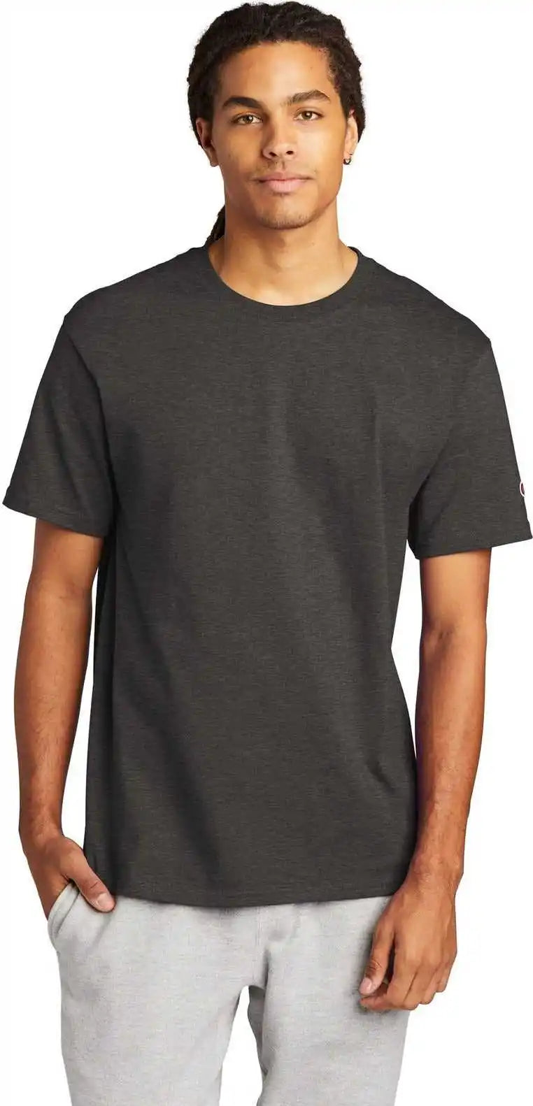 Champion T425 Heritage 6-oz Jersey Tee - Charcoal Heather