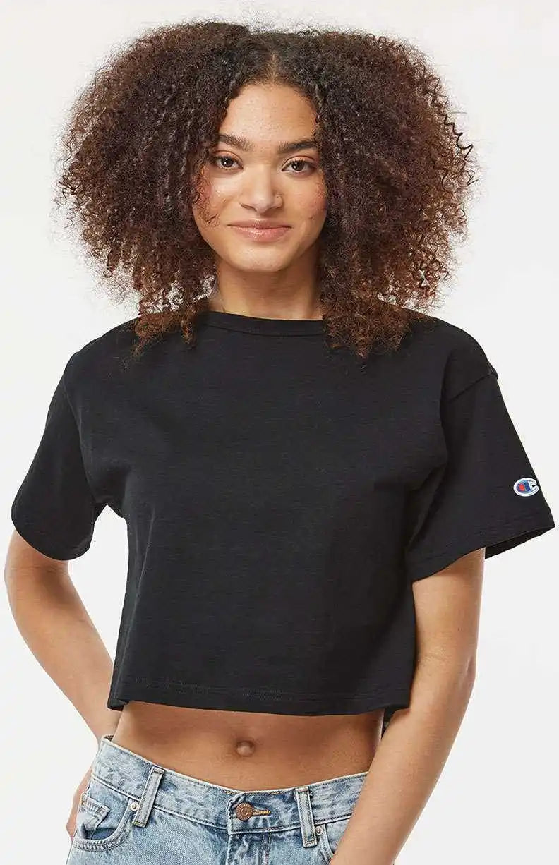 Champion T453w Women’s Heritage Jersey Cropped t Shirt Black