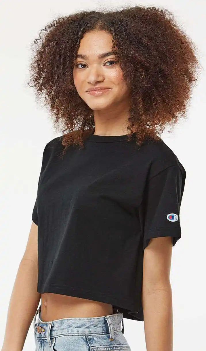 Champion T453w Women’s Heritage Jersey Cropped t Shirt Black