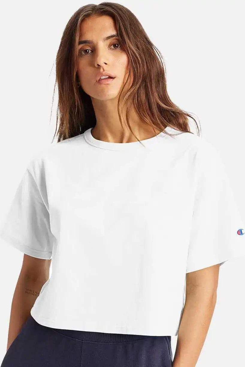 Champion T453w Women’s Heritage Jersey Cropped t Shirt White