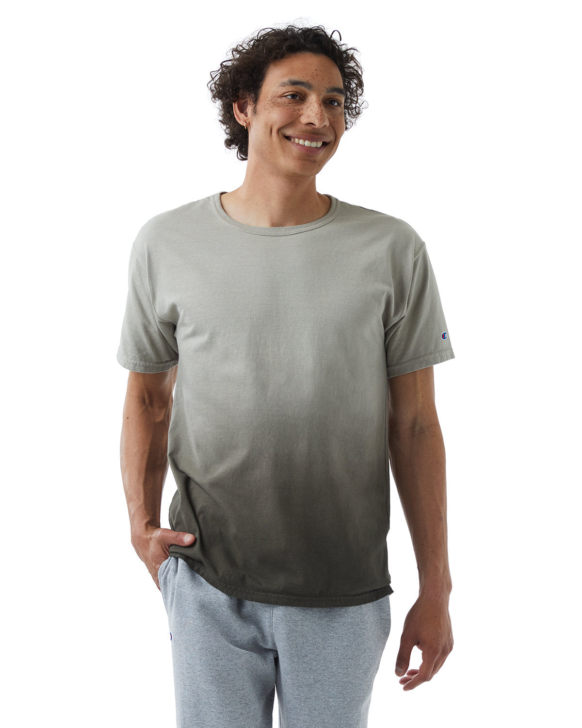 Champion CD100D Classic Jersey Dip Dye T-Shirt - Army Ombre