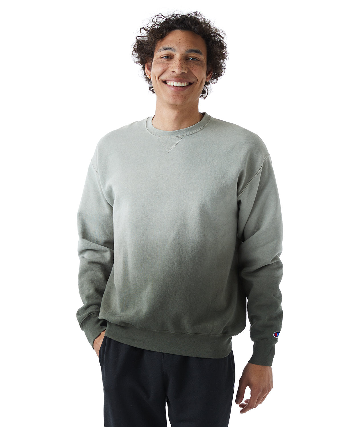 Champion CD400D Dip Dye Crewneck Sweatshirt - Army Ombre