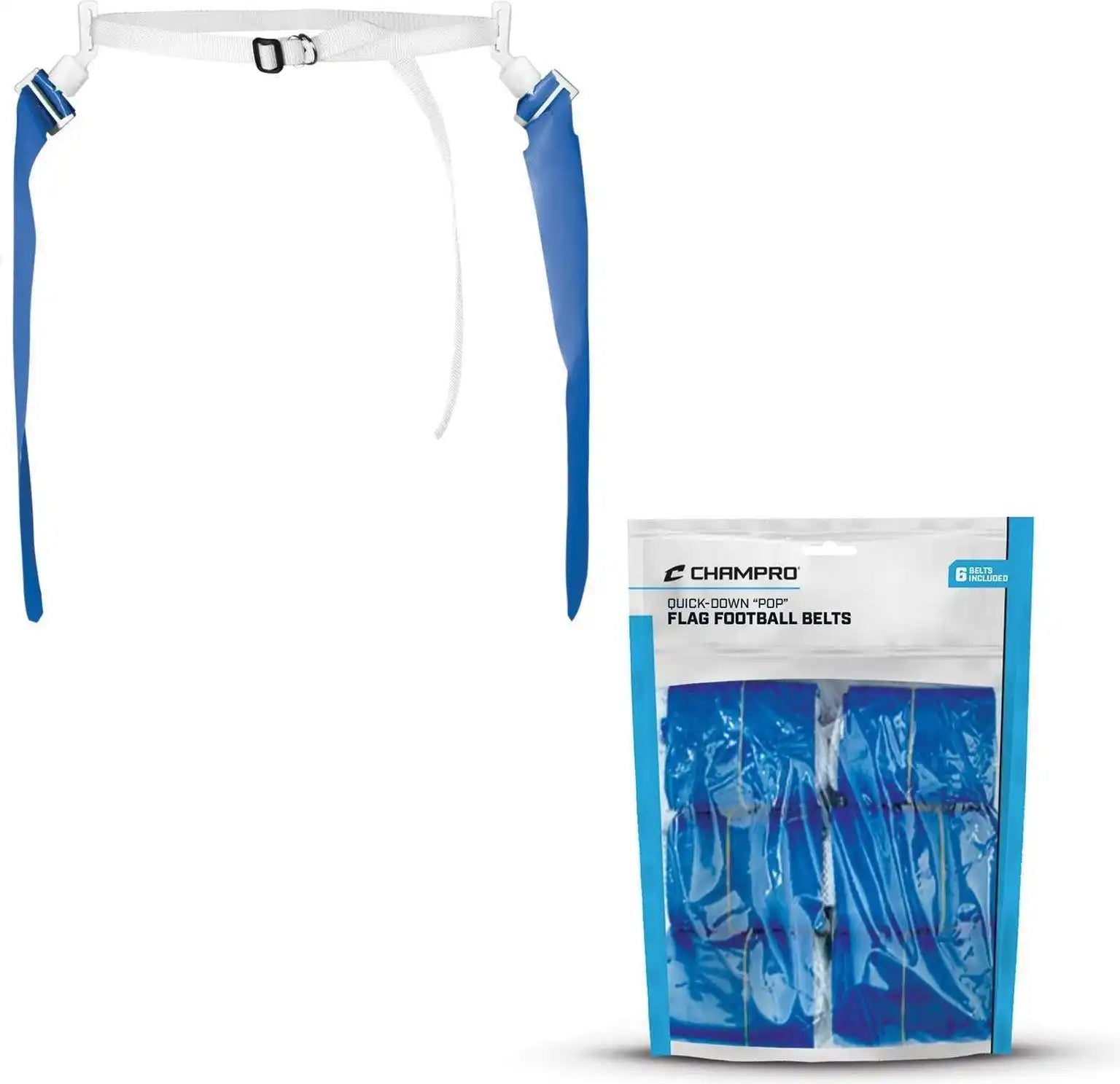 Champro A1086 Quick-down ?Pop’ Flag Belt 6 Pack - Royal - one Size Fits Most