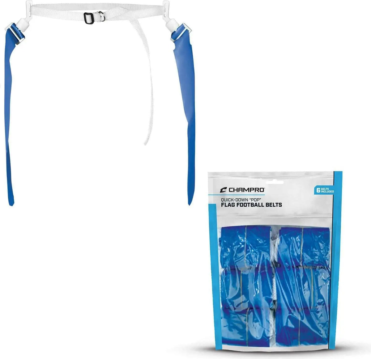 Champro A1086 Quick-down ?Pop’ Flag Belt 6 Pack - Royal - one Size Fits Most
