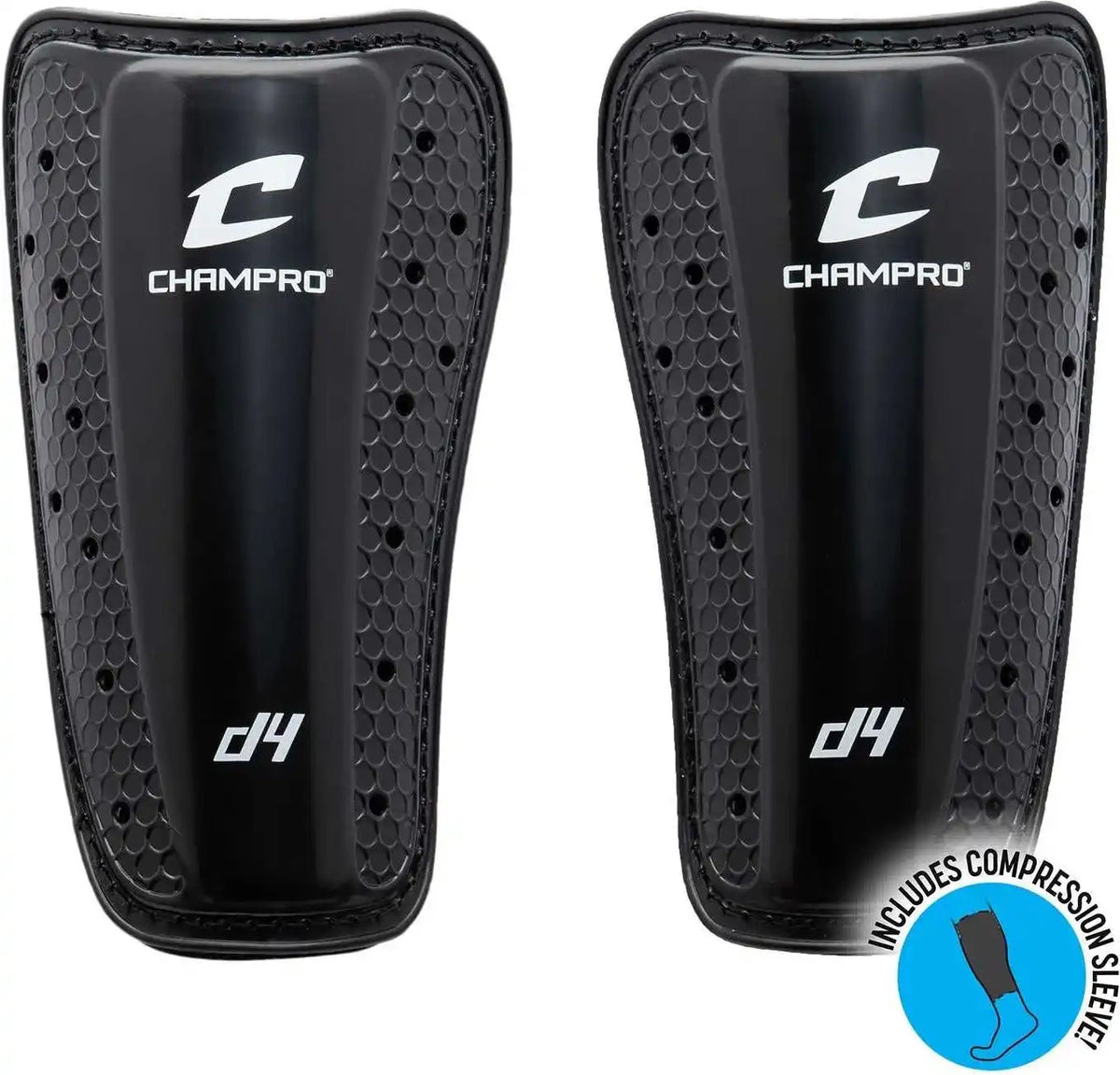 Champro A126-a128 D4 Soccer Shin Guard - Black - Adult m