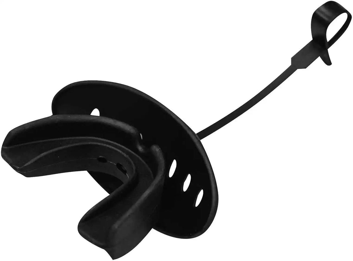 Champro Af56 Boil and Bite Strapped Mouthguard with Lip Protector Black