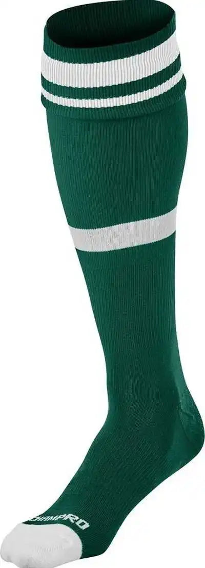Champro As10 Striped Soccer Knee High Socks - Forest Green White