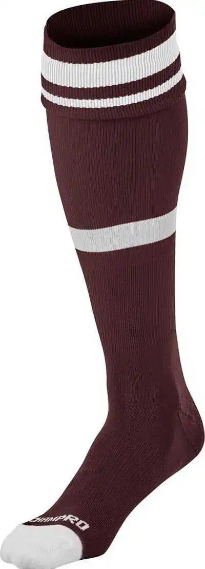 Champro As10 Striped Soccer Knee High Socks - Maroon White