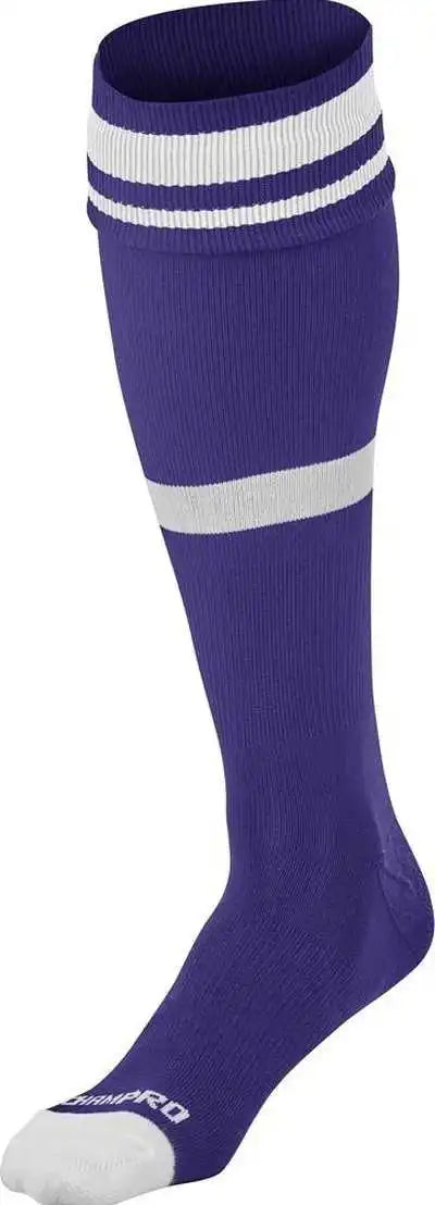 Champro As10 Striped Soccer Knee High Socks - Purple White