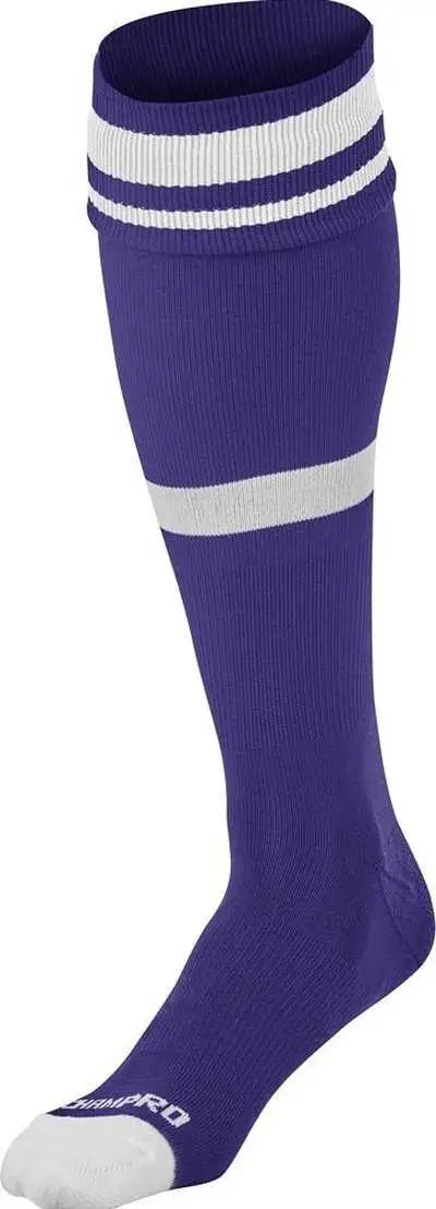 Champro As10 Striped Soccer Knee High Socks - Purple White