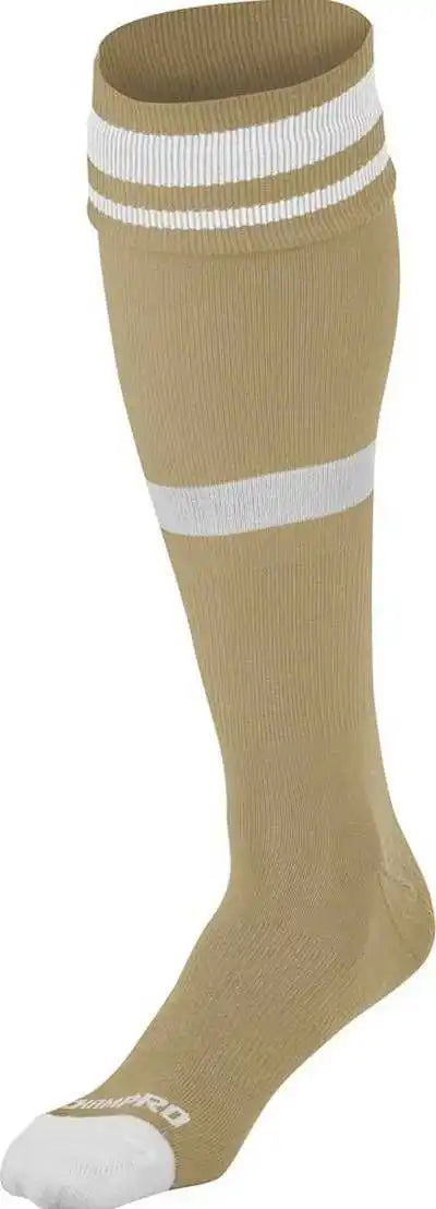 Champro As10 Striped Soccer Knee High Socks - Vegas Gold White