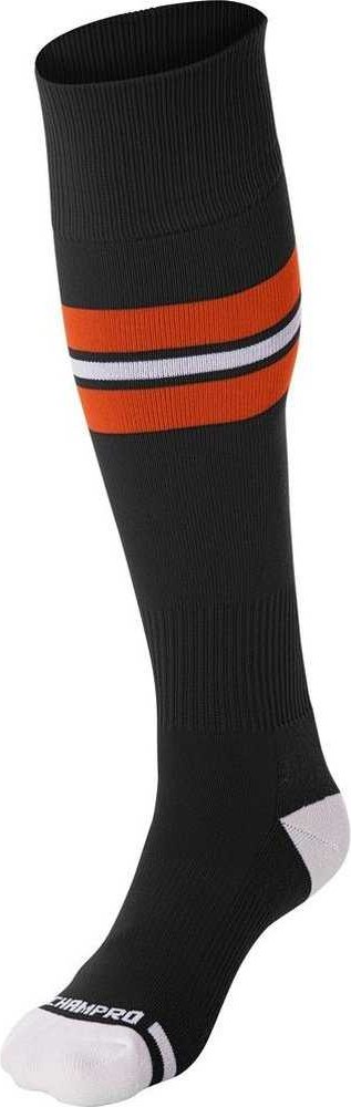 Champro As3 Striped Baseball Knee High Socks - Black Orange White