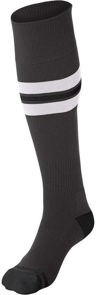 Champro As3 Striped Baseball Knee High Socks - Graphite White Black