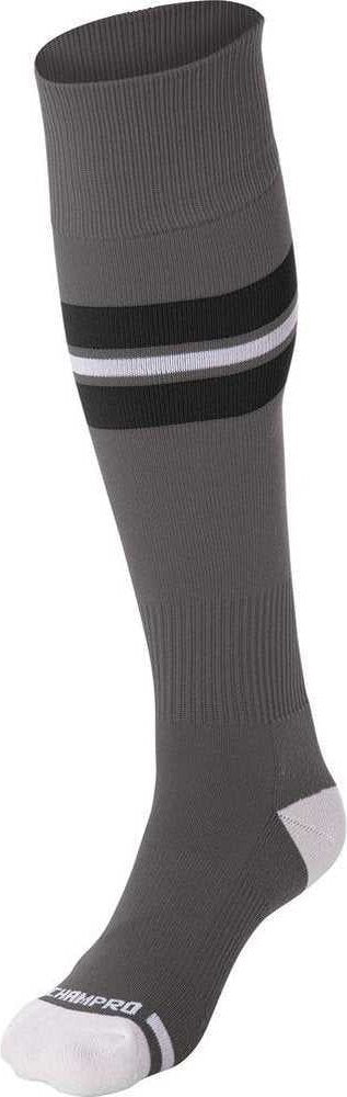 Champro As3 Striped Baseball Knee High Socks - Gray Black White