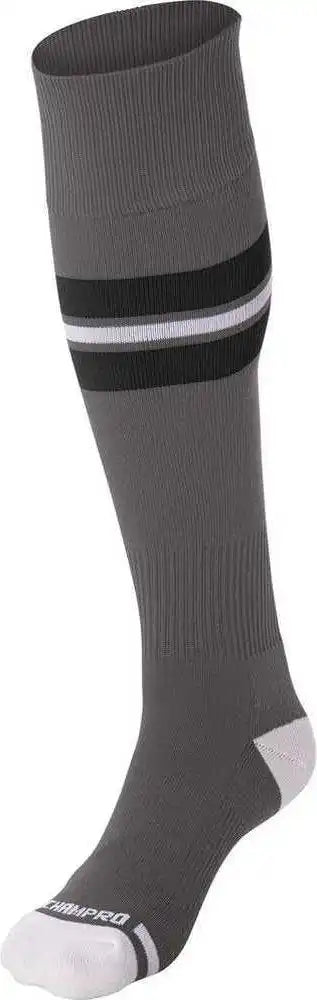 Champro As3 Striped Baseball Knee High Socks - Gray Black White