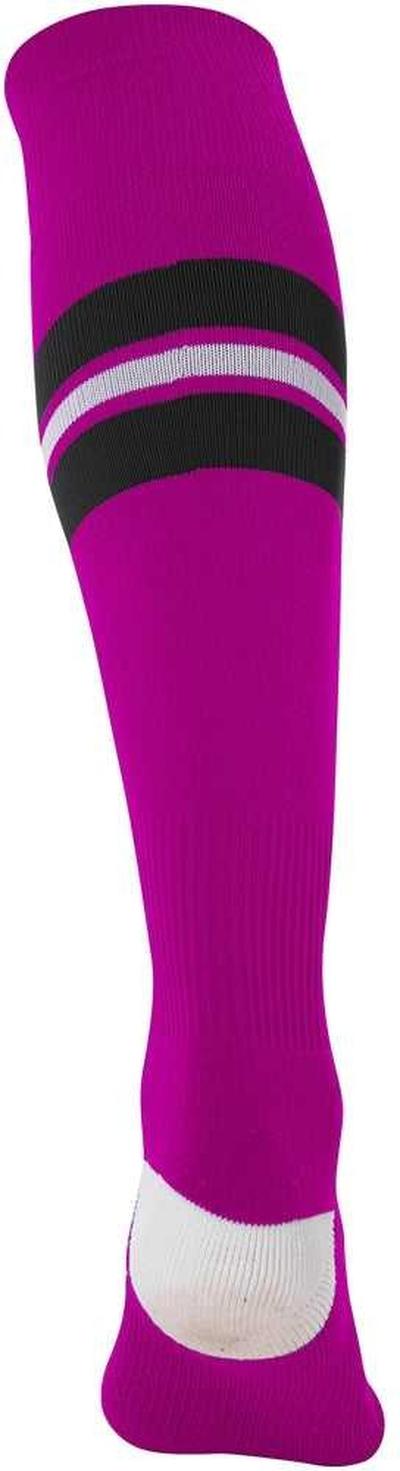 Champro As3 Striped Baseball Knee High Socks - Hot Pink Black White