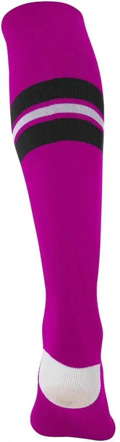 Champro As3 Striped Baseball Knee High Socks - Hot Pink Black White