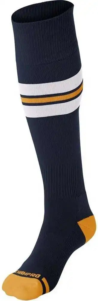 Champro As3 Striped Baseball Knee High Socks - Navy White Gold