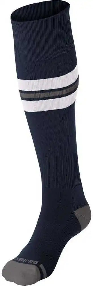 Champro As3 Striped Baseball Knee High Socks - Navy White Gray