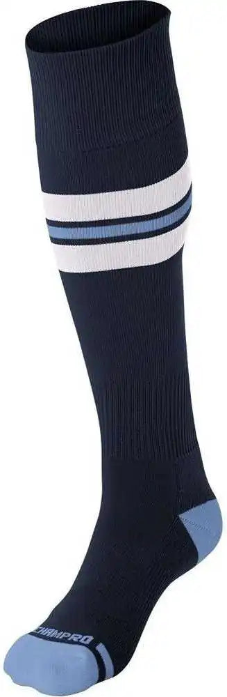 Champro As3 Striped Baseball Knee High Socks Navy White Light Blue