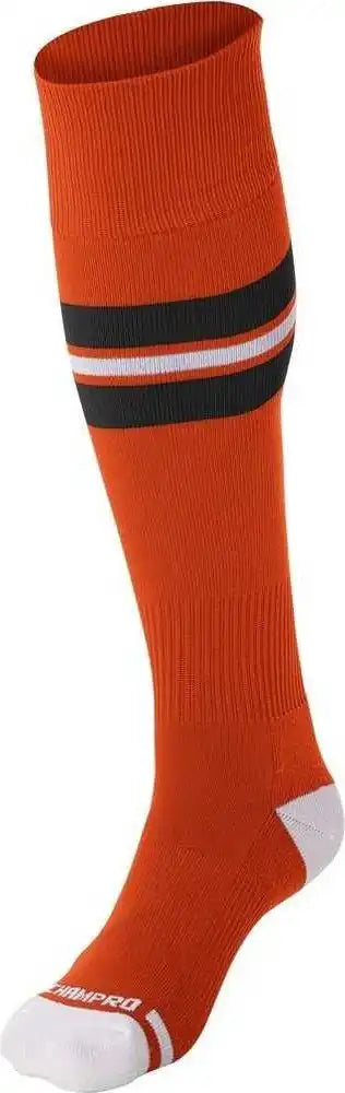 Champro As3 Striped Baseball Knee High Socks - Orange Black White