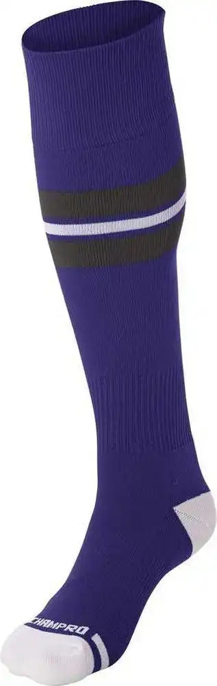 Champro As3 Striped Baseball Knee High Socks - Purple Graphite White