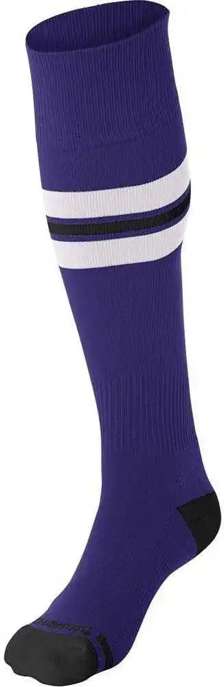 Champro As3 Striped Baseball Knee High Socks - Purple White Black