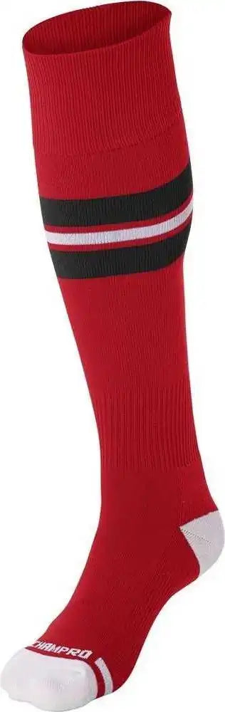 Champro As3 Striped Baseball Knee High Socks - Scarlet Black White