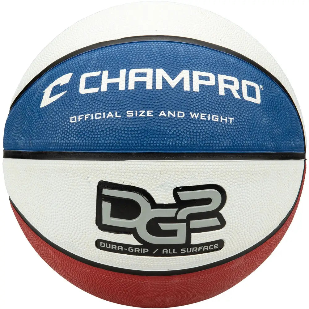 Champro Bb50 Dura-grip 230 Rubber Basketball - Scarlet White Royal - Regulation