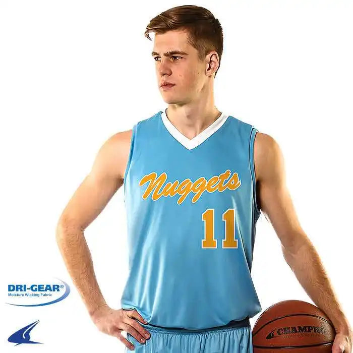 Champro Bbj11 Clutch Z-cloth Dri-gear Reversible Basketball Jersey - Gold White