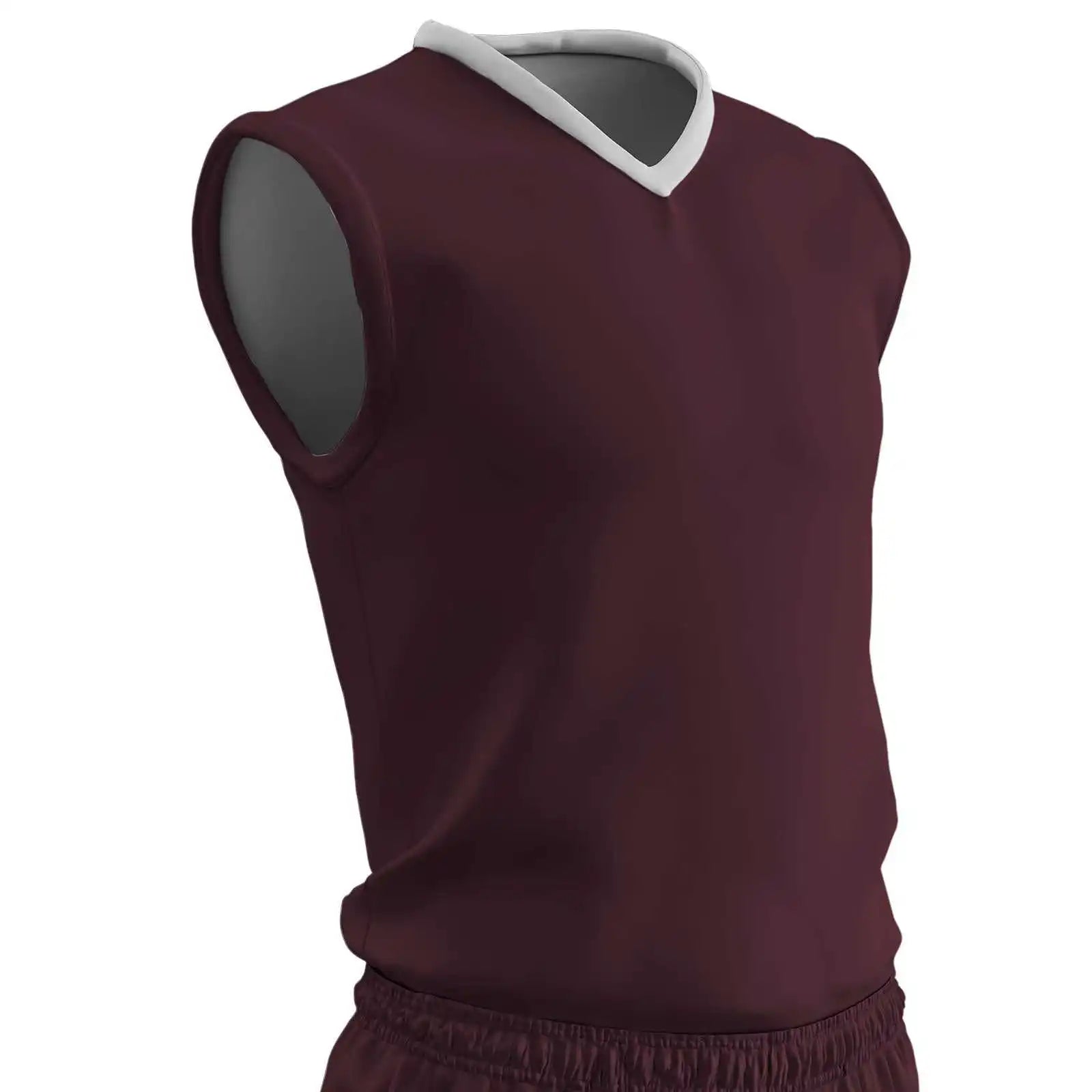 Champro Bbj11 Clutch Z-cloth Dri-gear Reversible Basketball Jersey - Maroon White