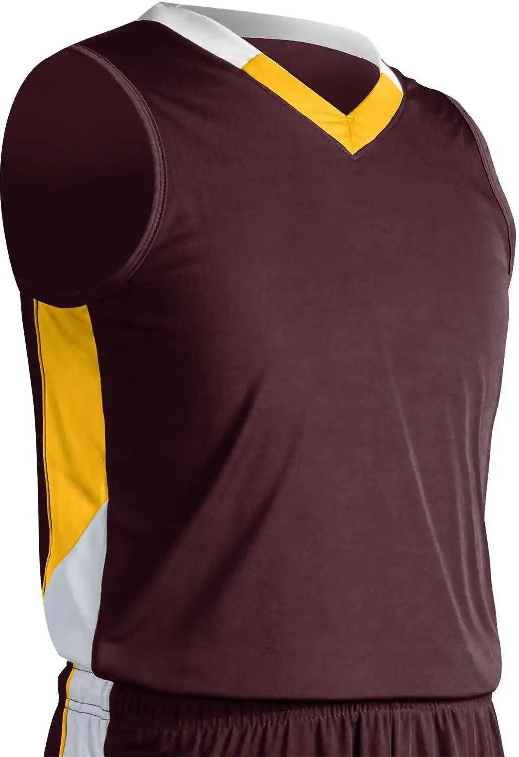 Champro Bbj21 Rebel Basketball Jersey - Maroon Gold White
