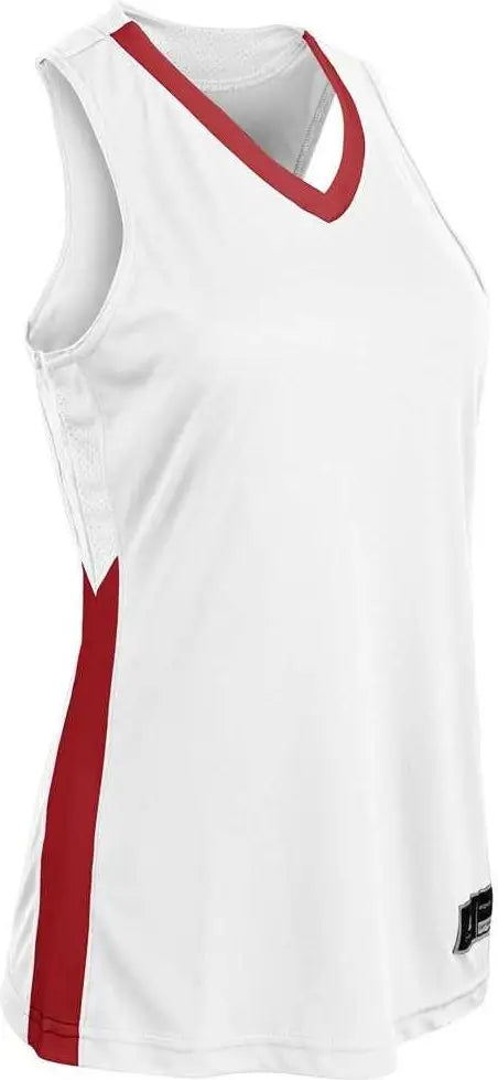Champro Women's Dagger Basketball Jersey, White/Scarlet / M