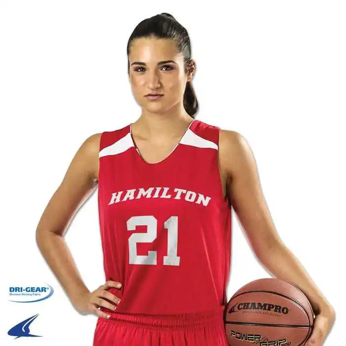 Champro Bbj4w Dri-gear Pro-plus Reversible Basketball Jersey Women’s - Maroon White